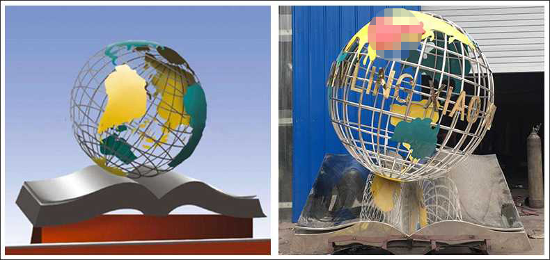 不銹鋼地球，景觀(guān)地球雕塑，學(xué)校地球儀擺件
