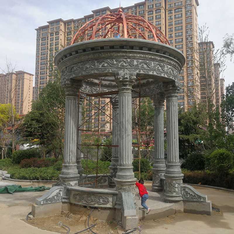 景觀涼亭廠家，園林小區(qū)景觀亭子，大理石石材涼亭