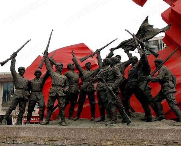革命展示起義成功主題紅色人物銅雕塑
